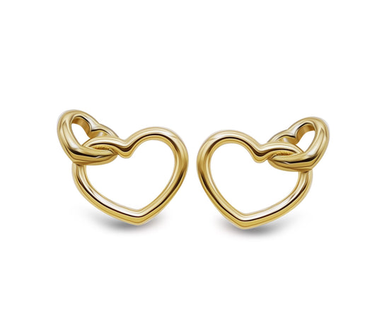 Oorbellen Twee hartjes Goudkleur JE056G-0